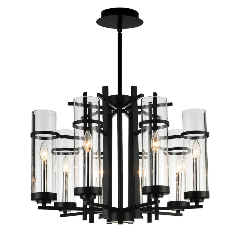 Sierra 8 Light 26in Black Chandelier — CWI Lighting LED Pendant Lights  