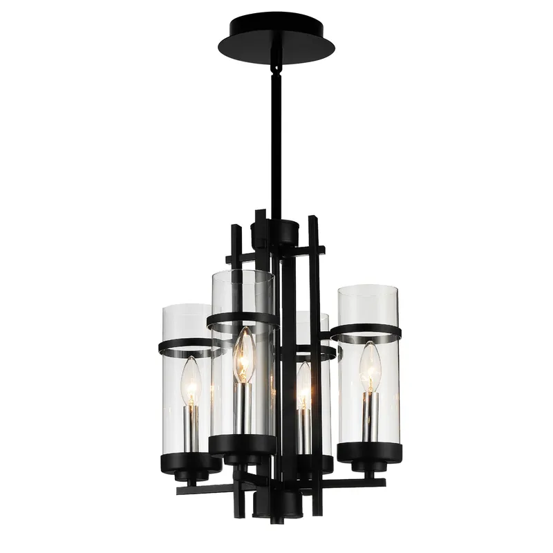 Sierra 4 Light 14in Black Mini Pendant — CWI Lighting LED Pendant Lights  