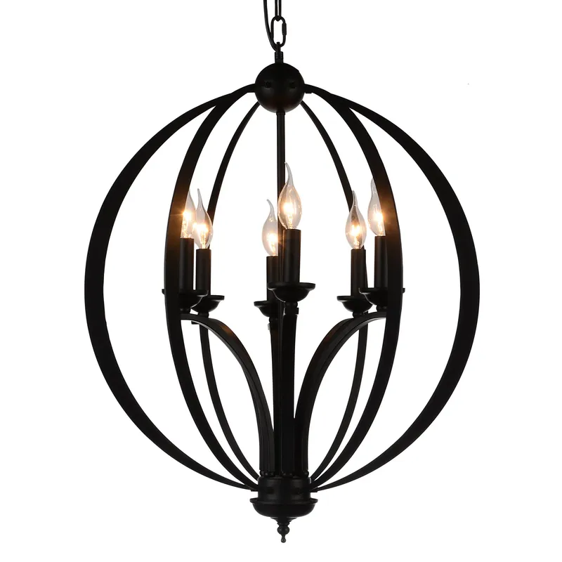 Drift 6 Light Black Chandelier — CWI Lighting LED Pendant Lights  