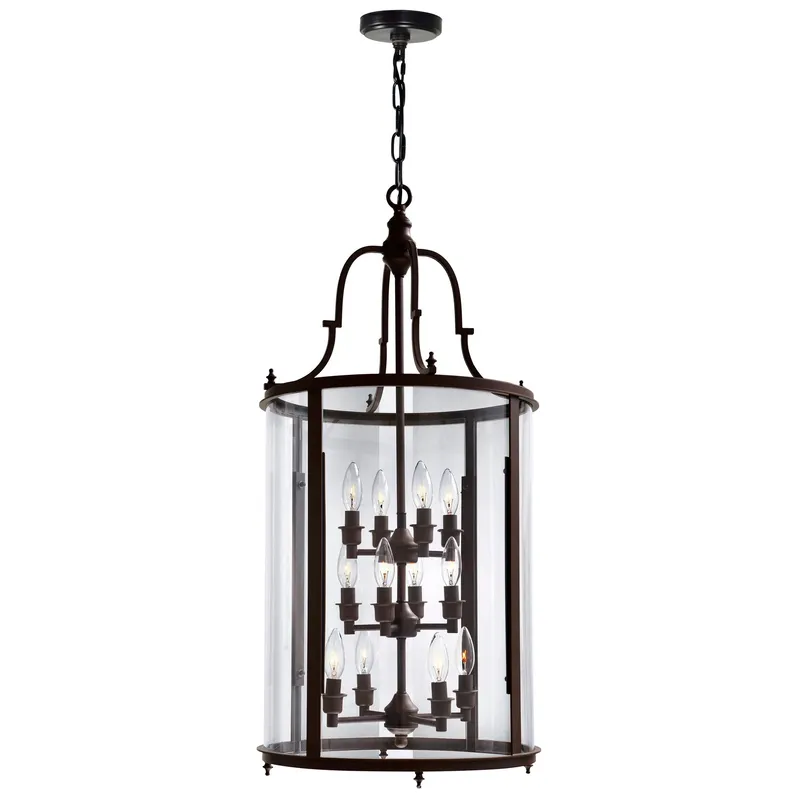 Desire 12 Light Oil Rubbed Bronze Drum Shade Chandelier — CWI Lighting LED Pendant Lights  