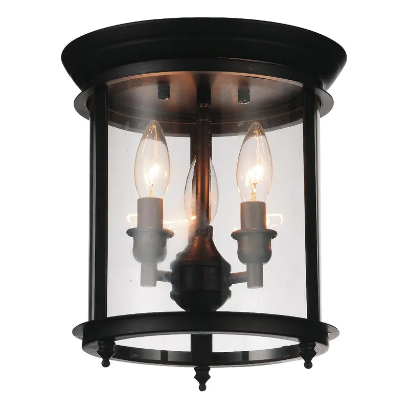 Desire 3 Light Oil Rubbed Bronze Cage Flush Mount — CWI Lighting LED Ceiling Lights  
