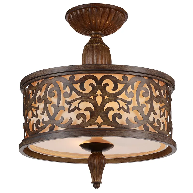 Nicole 3 Light 14in Brushed Chocolate Drum Shade Flush Mount — CWI Lighting LED Ceiling Lights  