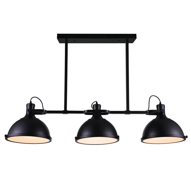 Strum 3 Light 50in Black Island Chandelier — CWI Lighting LED Pendant Lights  