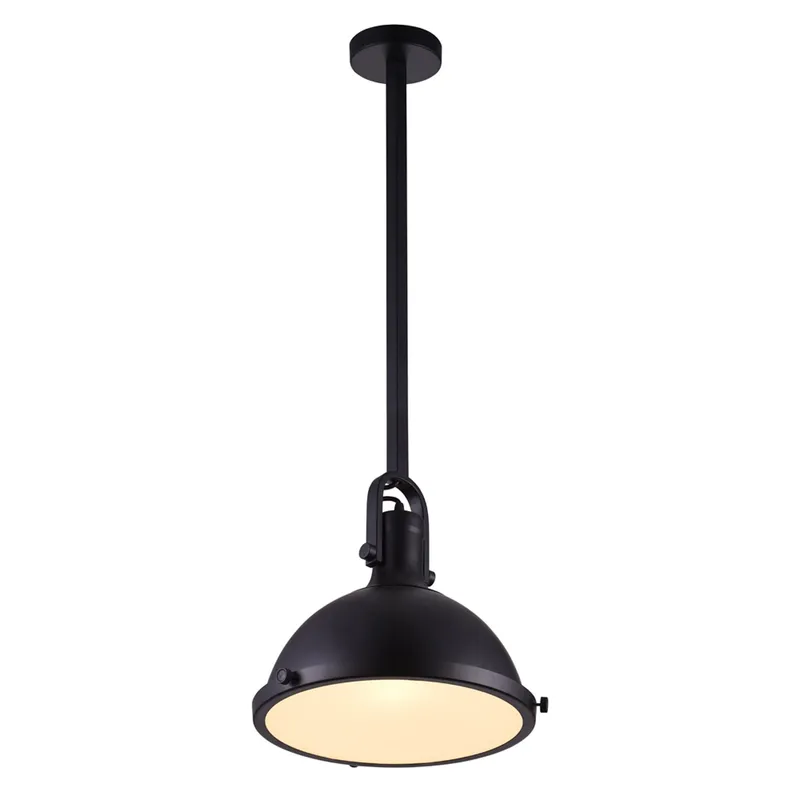 Strum 1 Light 12in Black Down Pendant — CWI Lighting LED Pendant Lights  