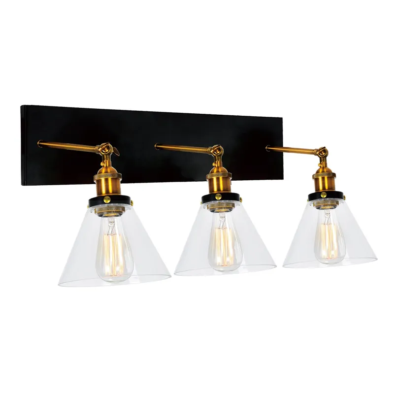 Eustis 3 Light 24in Black & Gold Vanity Light — CWI Lighting LED Wall Lights  