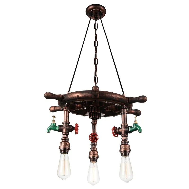 Manor 3 Light Down Chandelier With Speckled copper Finish — CWI Lighting LED Pendant Lights  