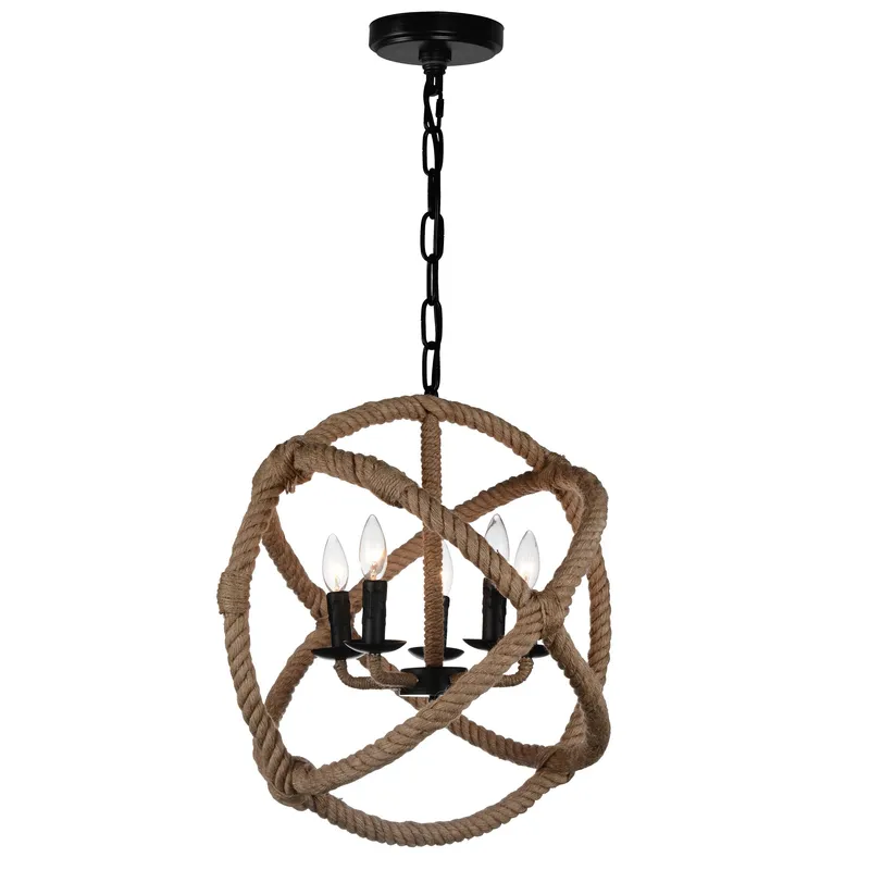 Padma 5 Light 21in Black Chandelier — CWI Lighting LED Pendant Lights  