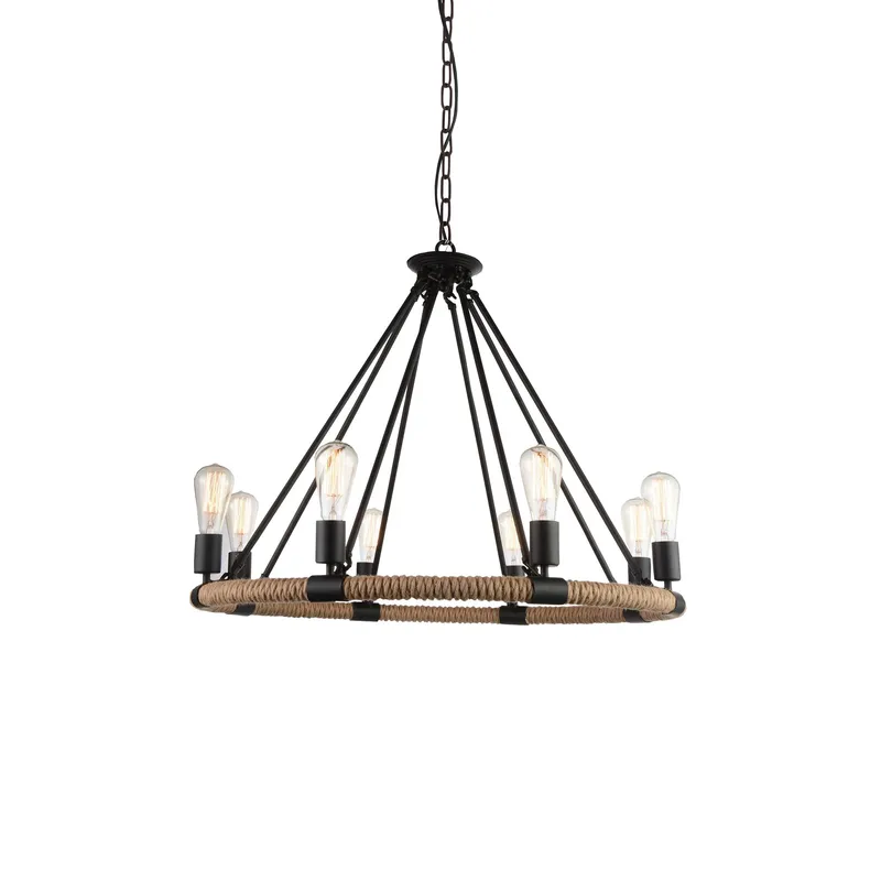 Ganges 8 Light Up Chandelier With Black Finish — CWI Lighting LED Pendant Lights  