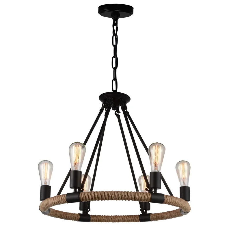 Ganges 6 Light Up Chandelier With Black Finish — CWI Lighting LED Pendant Lights  