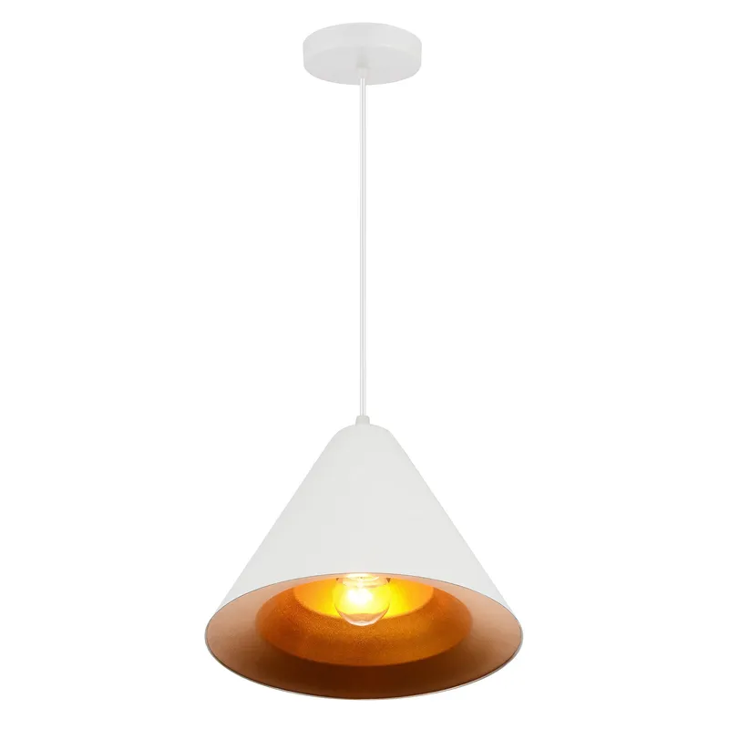 Keila 1 Light Down Pendant With Matte White & Gold Finish — CWI Lighting LED Pendant Lights  
