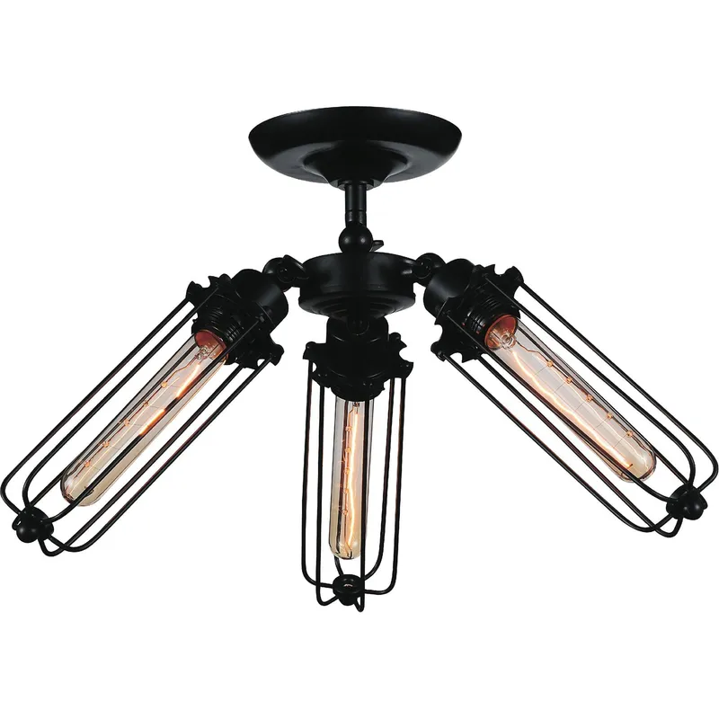 Benji 3 Light Flush Mount With Black Finish — CWI Lighting LED Ceiling Lights  