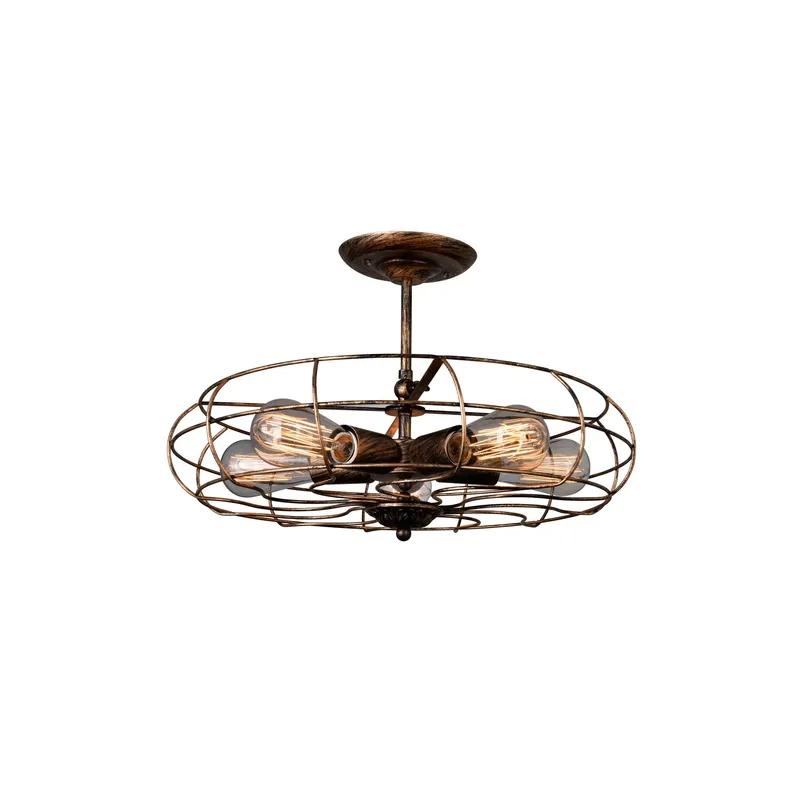 Pamela 5 Light 19in Antique Copper Flush Mount — CWI Lighting LED Ceiling Lights  