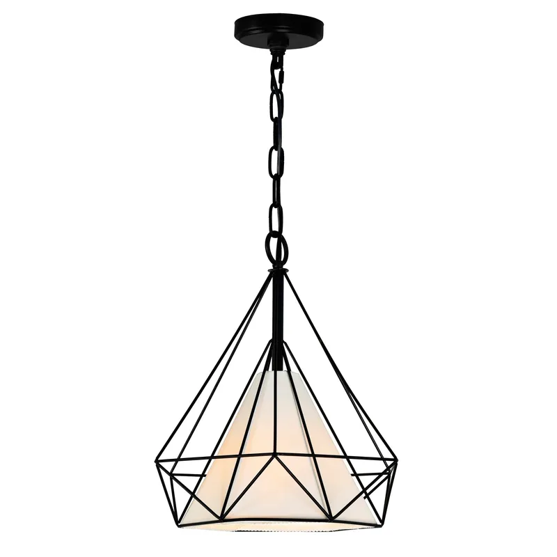 Diamond 1 Light 15in Black Down Pendant — CWI Lighting LED Pendant Lights  