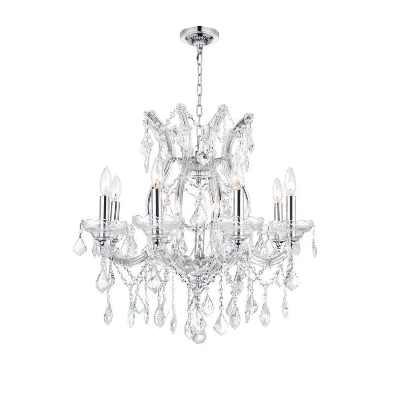 Maria Theresa 9 Light 24in Chrome Up Chandelier with Crystals — CWI Lighting LED Pendant Lights  