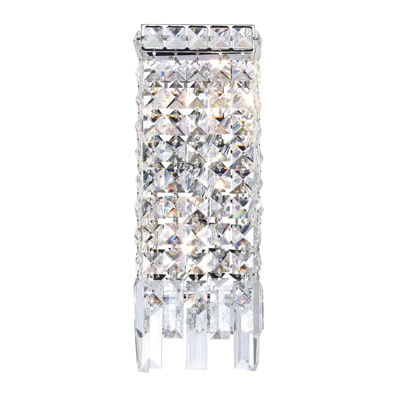 Colosseum 2 Light 5in Chrome Wall Sconce with Crystals — CWI Lighting LED Wall Lights  