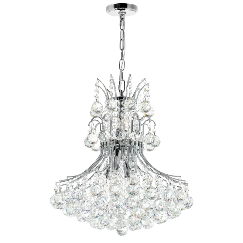 Princess 8 Light 20in Chrome Down Chandelier with Crystals — CWI Lighting LED Pendant Lights  