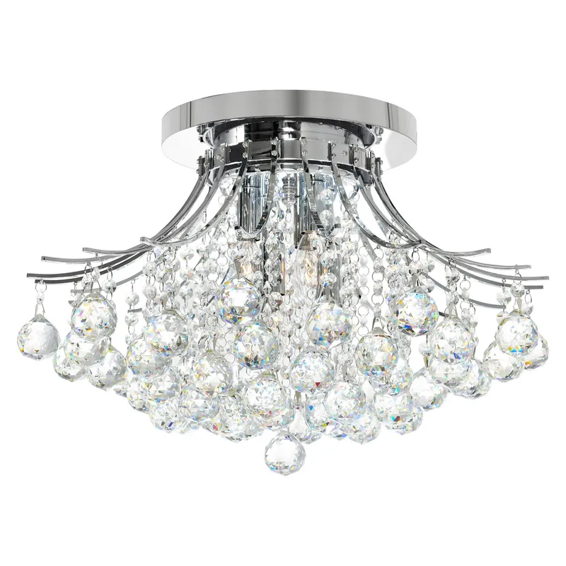 Princess 6 Light 20in Chrome Flush Mount with Crystals — CWI Lighting LED Ceiling Lights  