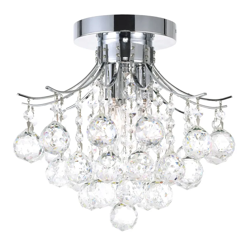Princess 3 Light 12in Chrome Flush Mount with Crystals — CWI Lighting LED Ceiling Lights  