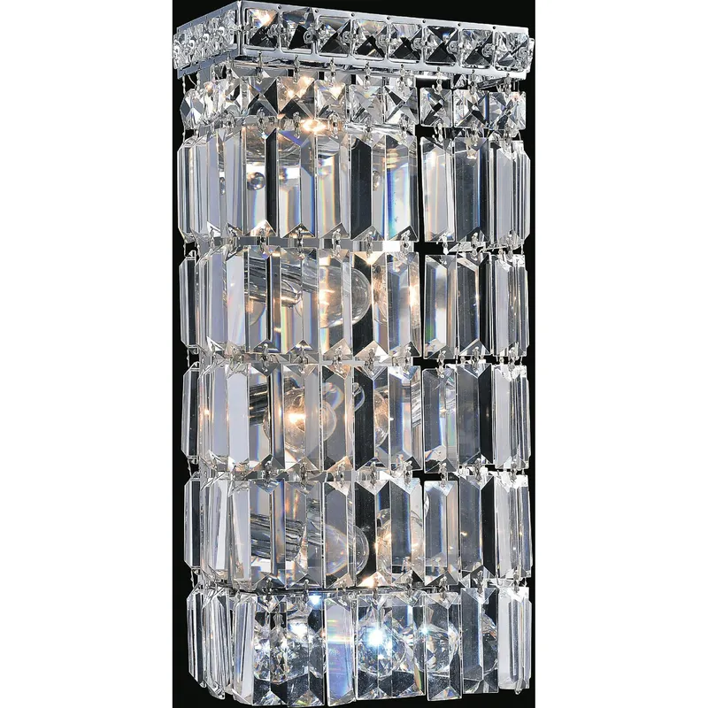 Colosseum 4 Light 7in Chrome Bathroom Sconce with Crystals — CWI Lighting LED Wall Lights  