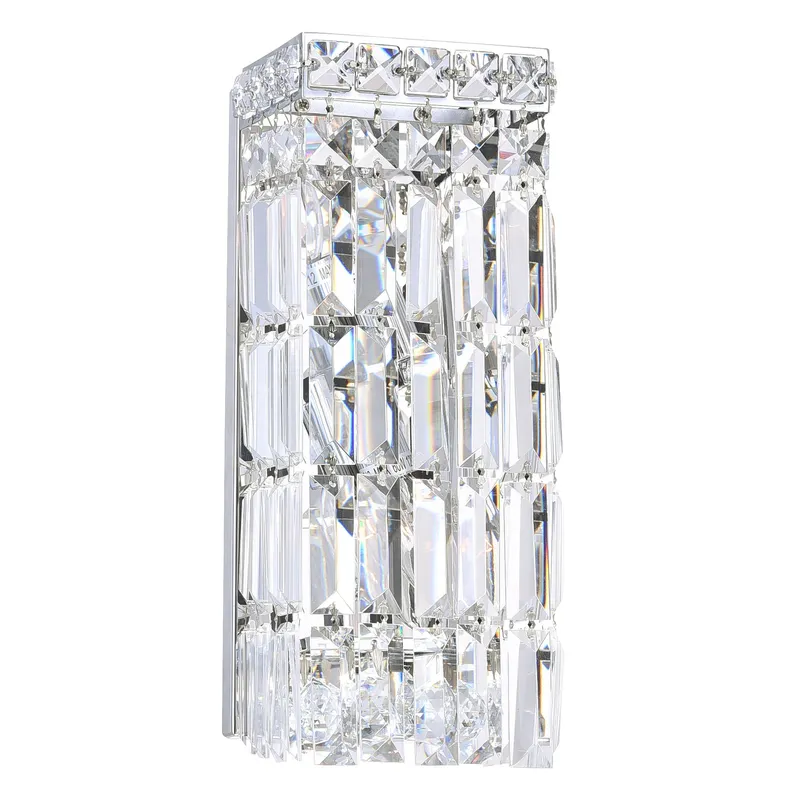 Colosseum 2 Light 5in Chrome Bathroom Sconce with Crystals — CWI Lighting LED Wall Lights  