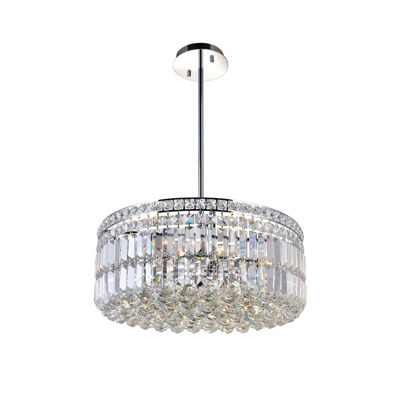 Colosseum 8 Light 20in Chrome Down Chandelier with Crystals — CWI Lighting LED Pendant Lights  