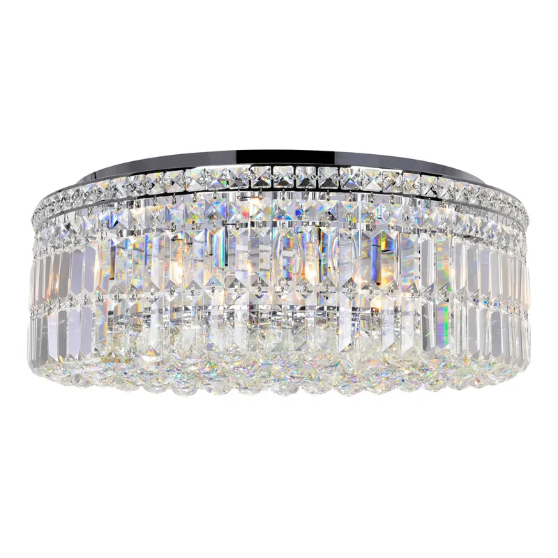 Colosseum 10 Light 24in Chrome Flush Mount with Crystals — CWI Lighting LED Ceiling Lights  