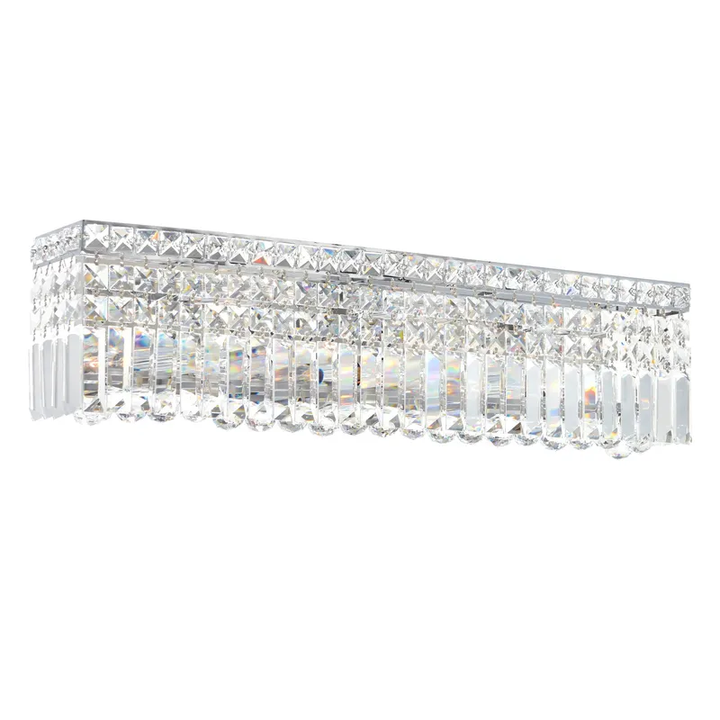 Colosseum 6 Light 26in Chrome Vanity Light with Crystals — CWI Lighting LED Wall Lights  