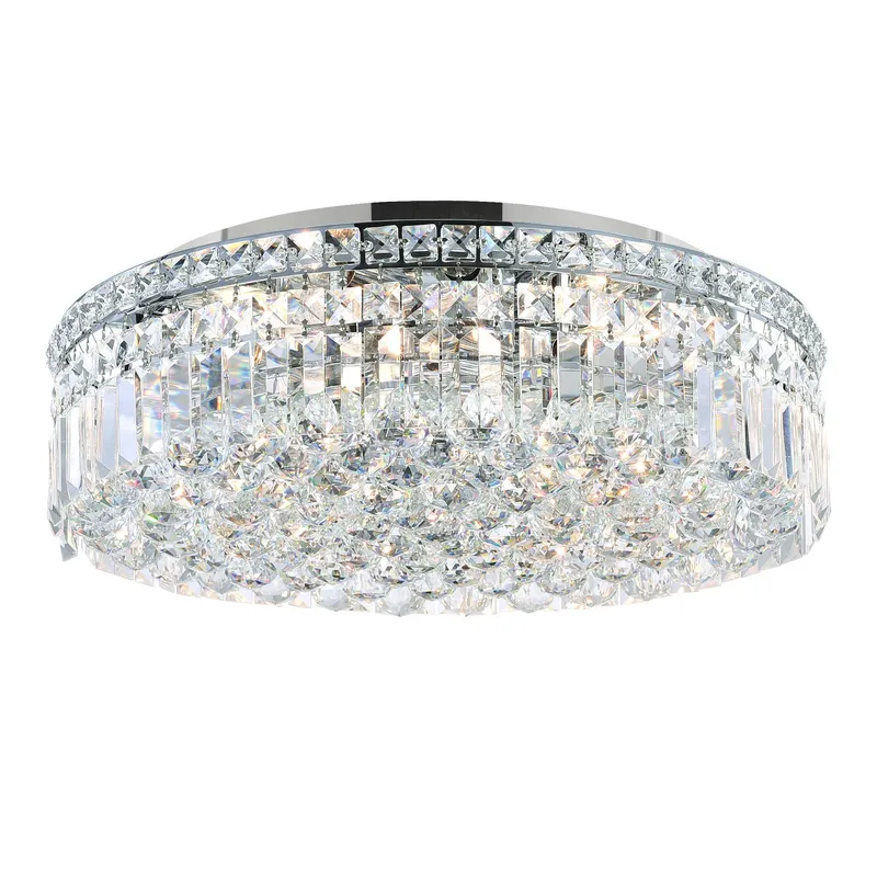 Colosseum 8 Light 20in Chrome Flush Mount with Crystals — CWI Lighting LED Ceiling Lights  