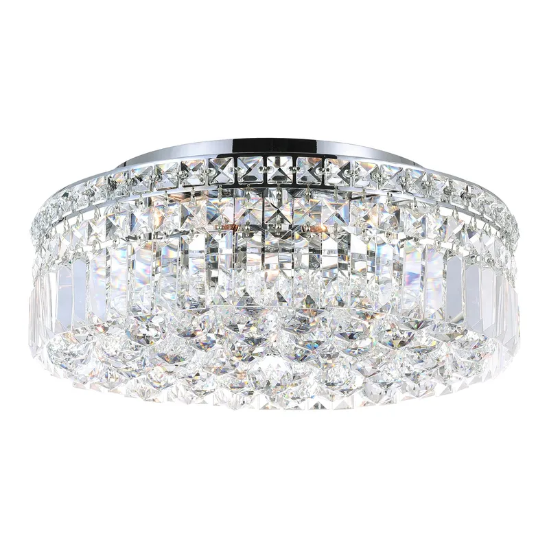 Colosseum 5 Light 16in Chrome Flush Mount with Crystals — CWI Lighting LED Ceiling Lights  