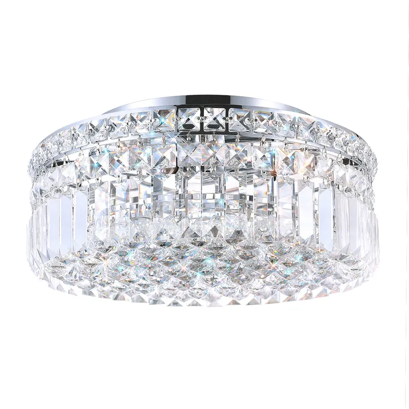 Colosseum 4 Light 14in Chrome Flush Mount with Crystals — CWI Lighting LED Ceiling Lights  
