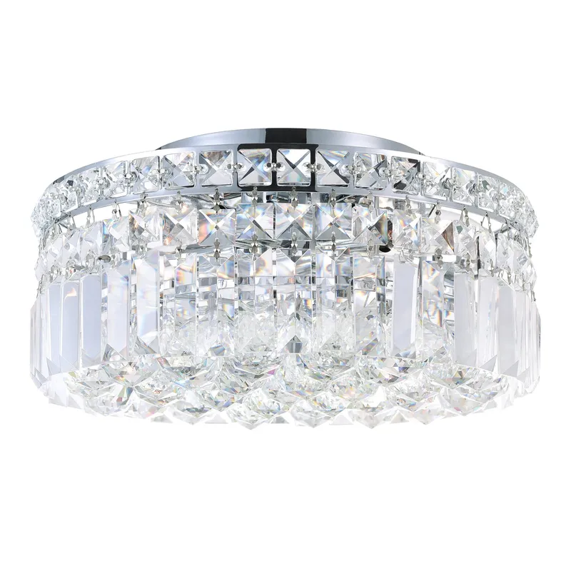 Colosseum 4 Light 12in Chrome Flush Mount with Crystals — CWI Lighting LED Ceiling Lights  