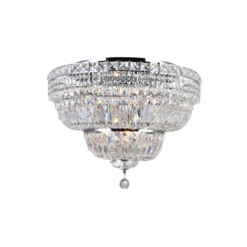 Stefania 9 Light Chrome Flush Mount — CWI Lighting LED Ceiling Lights  