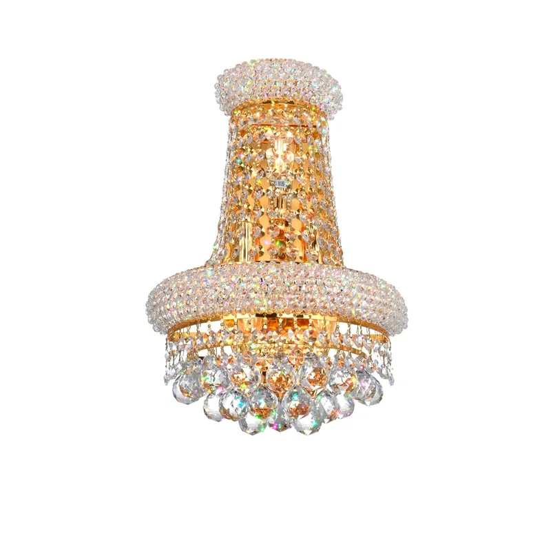 Empire 3 Light 12in Gold Wall Sconce with Crystals — CWI Lighting LED Wall Lights  