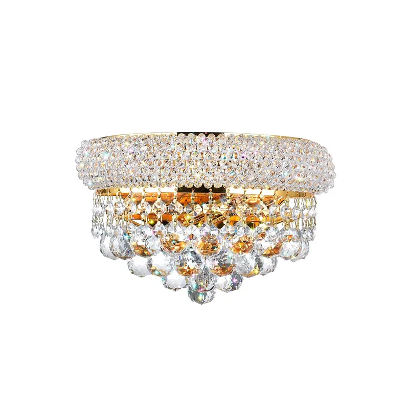 Empire 2 Light 12in Gold Wall Sconce with Crystals — CWI Lighting LED Wall Lights  