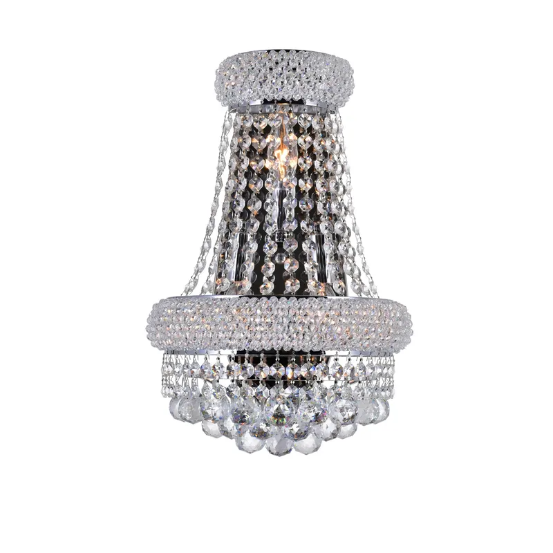Empire 3 Light 12in Chrome Wall Sconce with Crystals — CWI Lighting LED Wall Lights  