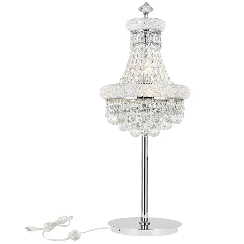Empire 6 Light 14in Chrome Table Lamp with Crystals — CWI Lighting LED General Lighting  