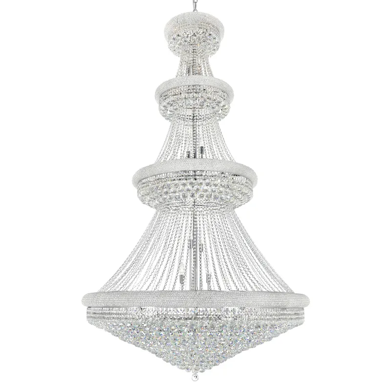 Empire 42 Light 50in Chrome Down Chandelier with Crystals — CWI Lighting LED Pendant Lights  