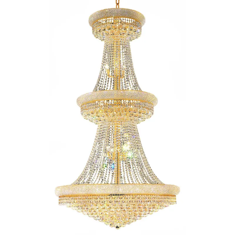 Empire 38 Light 42in Gold Down Chandelier with Crystals — CWI Lighting LED Pendant Lights  