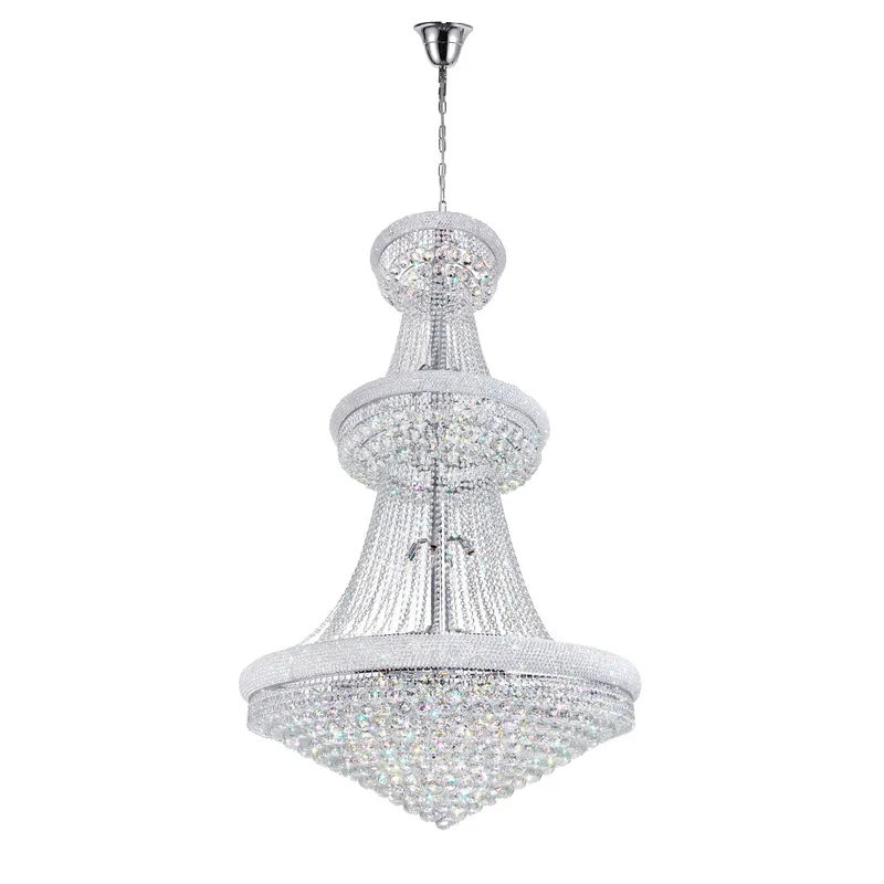 Empire 38 Light 42in Chrome Down Chandelier with Crystals — CWI Lighting LED Pendant Lights  