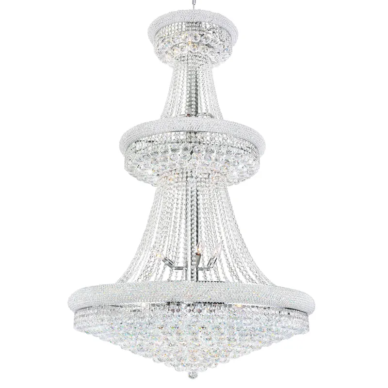 Empire 34 Light 36in Chrome Down Chandelier with Crystals — CWI Lighting LED Pendant Lights  