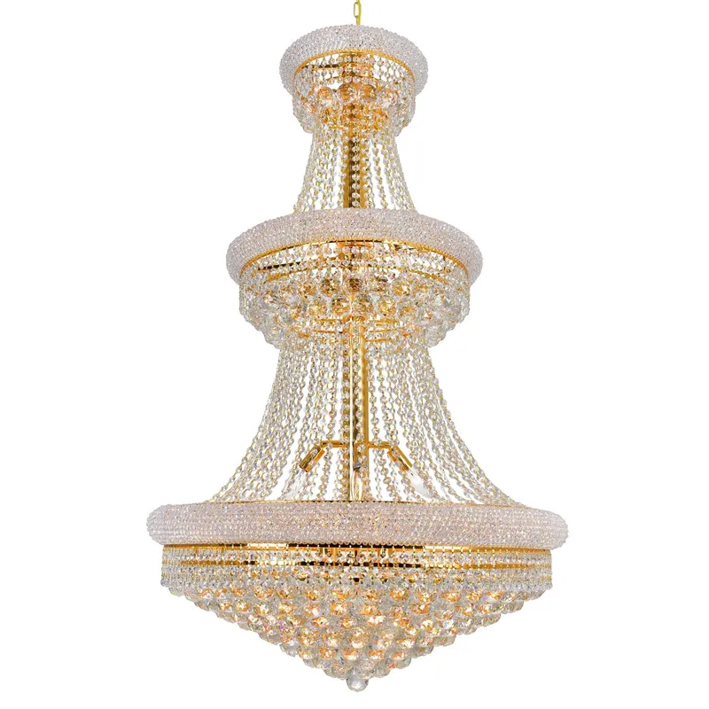 Empire 32 Light 30in Gold Down Chandelier with Crystals — CWI Lighting LED Pendant Lights  