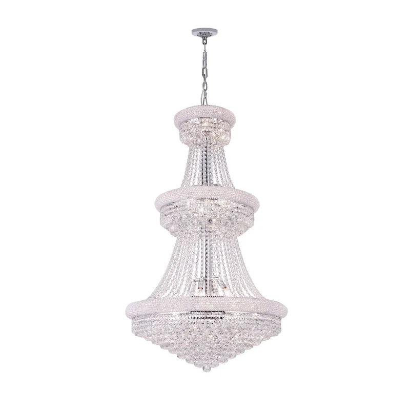 Empire 32 Light 30in Chrome Down Chandelier with Crystals — CWI Lighting LED Pendant Lights  