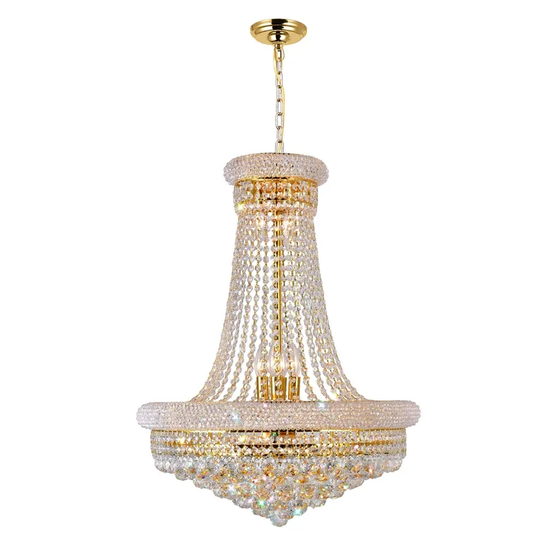 Empire 17 Light 24in Gold Down Chandelier with Crystals — CWI Lighting LED Pendant Lights  