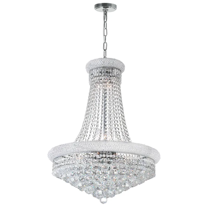 Empire 17 Light 24in Chrome Down Chandelier with Crystals — CWI Lighting LED Pendant Lights  