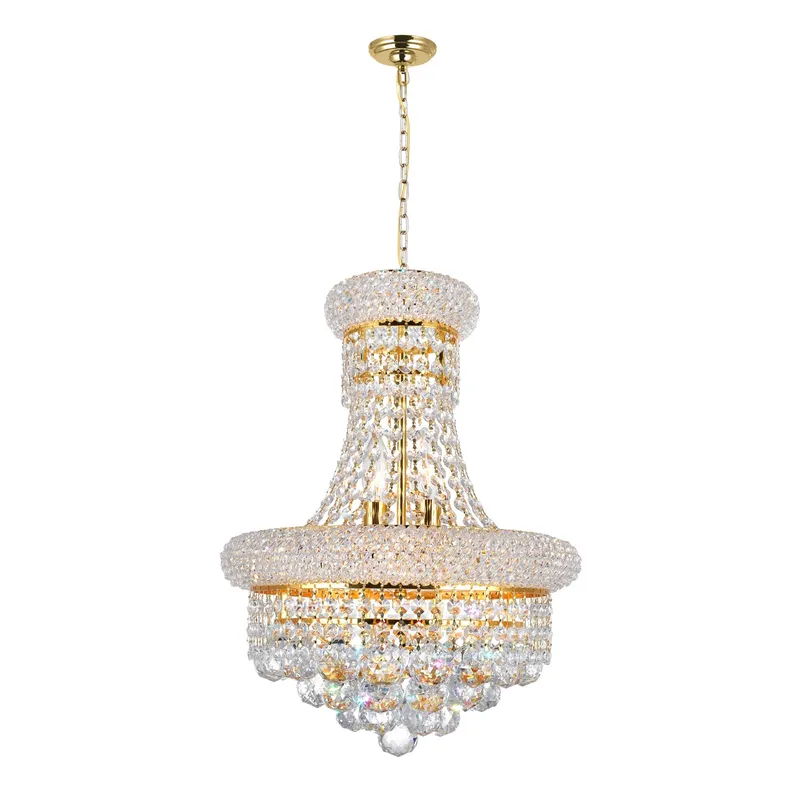 Empire 6 Light 14in Gold Chandelier with Crystals — CWI Lighting LED Pendant Lights  