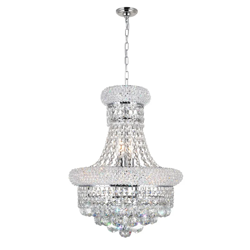 Empire 6 Light 14in Chrome Chandelier with Crystals — CWI Lighting LED Pendant Lights  