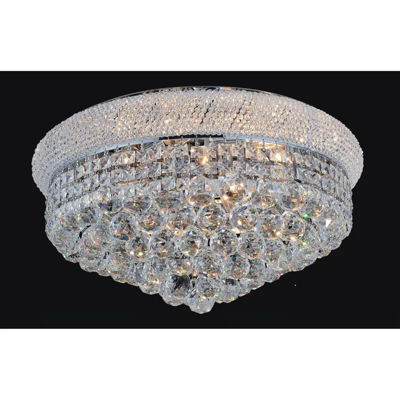 Empire 13 Light 24in Chrome Flush Mount with Crystals — CWI Lighting LED Ceiling Lights  