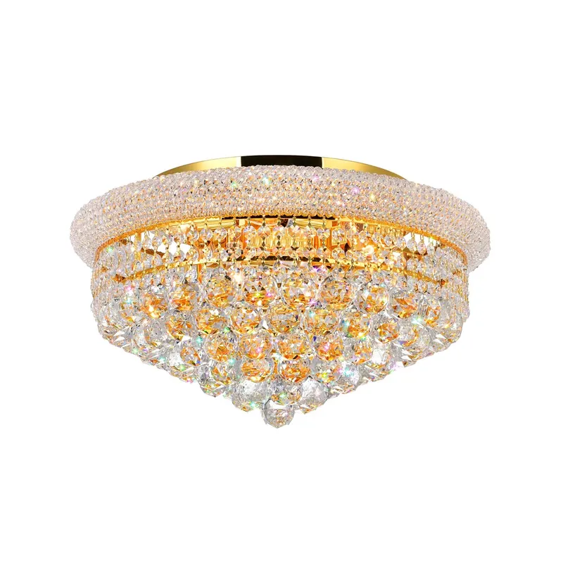 Empire 8 Light 20in Gold Flush Mount with Crystals — CWI Lighting LED Ceiling Lights  