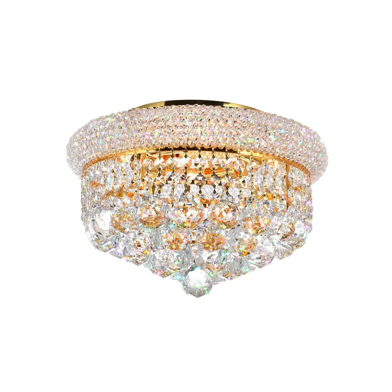 Empire 4 Light 14in Gold Flush Mount with Crystals — CWI Lighting LED Ceiling Lights  