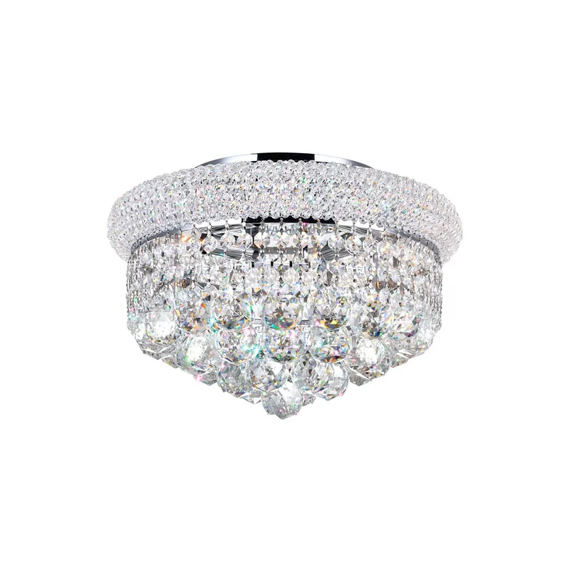 Empire 4 Light 14in Chrome Flush Mount with Crystals — CWI Lighting LED Ceiling Lights  